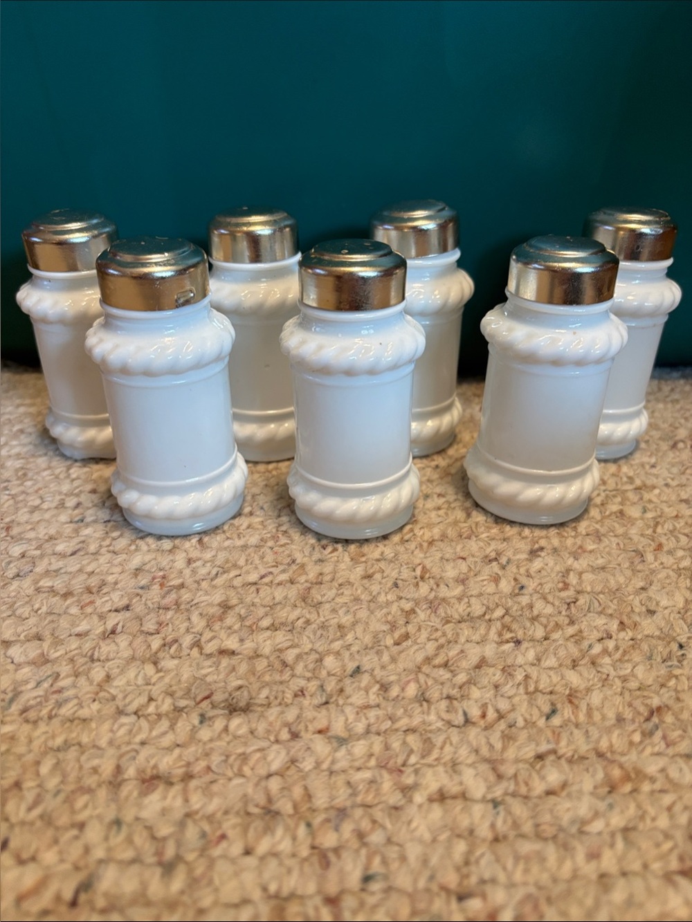 White Glass Salt and Pepper Shakers and Spice Jars